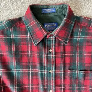 Pendleton Wool Board Shirt Hay Tartan Plaid Medium Mens Red Green‎ EUC